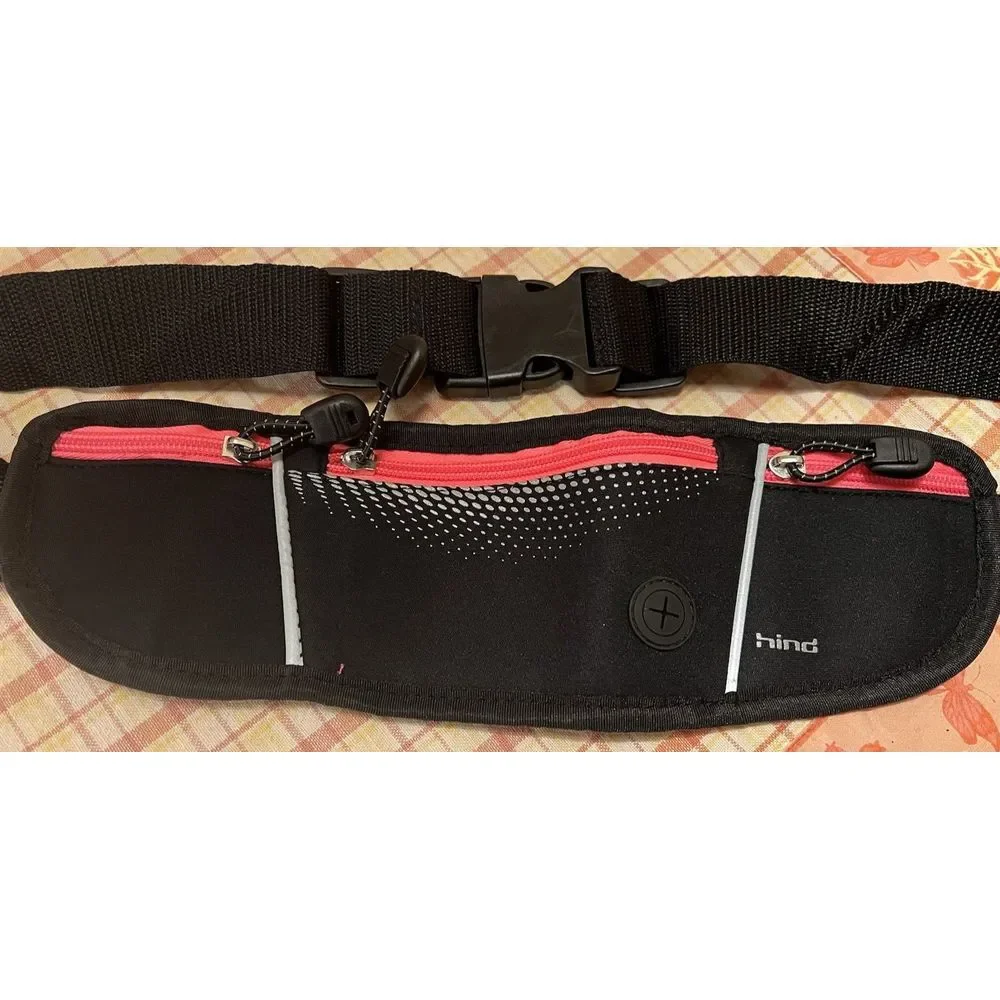 Hind Womens Running Utility Belt Waist Pack Flat Black Pink Adjustable GUC
